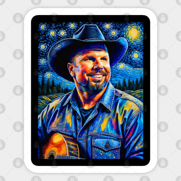 Garth Brooks in starry night Sticker by FUN GOGH